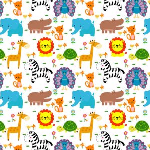 Mẫu họa tiết liền mạch hình động vật hoạt hình dễ thương