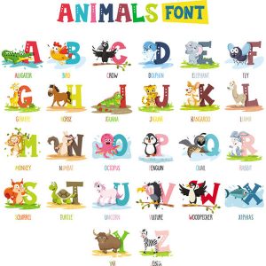 Thẻ chữ cái động vật dạng vector