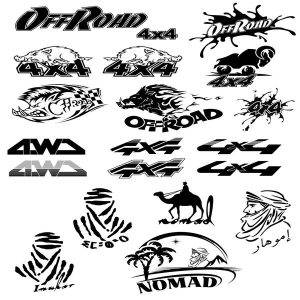 Vector Logo 4x4, of road, vector tem dán xe