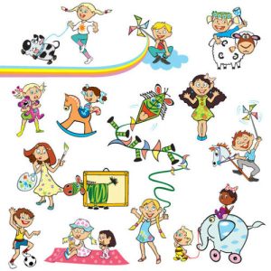 Vector trẻ em vui chơi hạnh phúc 01