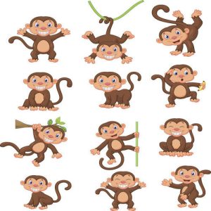 chú khỉ ngộ nghĩnh dạng vector minh họa 01