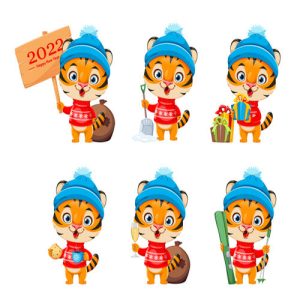 hình ảnh hoạt hình hổ lễ hội dạng vector