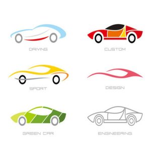 logo xe thể thao thời trang đầy màu sắc dạng vector