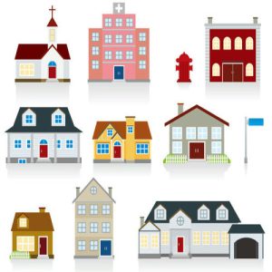 nhà cửa hoạt hình khác nhau dạng vector 03