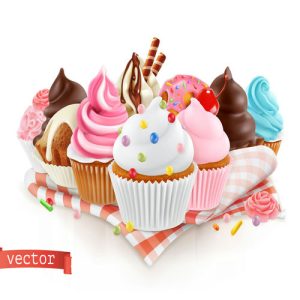 vector bánh cupcake kem thực tế