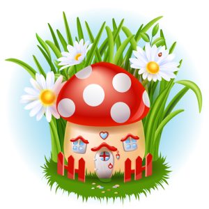 vector ngôi nhà nấm dễ thương