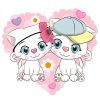 Hình ảnh hoạt hình cặp mèo dễ thương