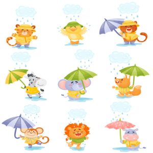 Hình ảnh hoạt hình động vật ngày mưa