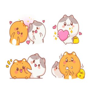 họa hoạt hình những chú mèo dễ thương, vui vẻ 1