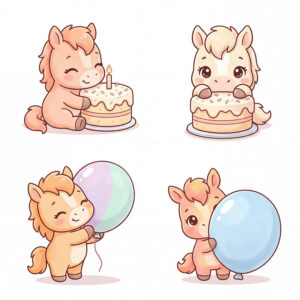 Chibi Ngựa, Unicorn, Ngựa Sinh Nhật  (1)