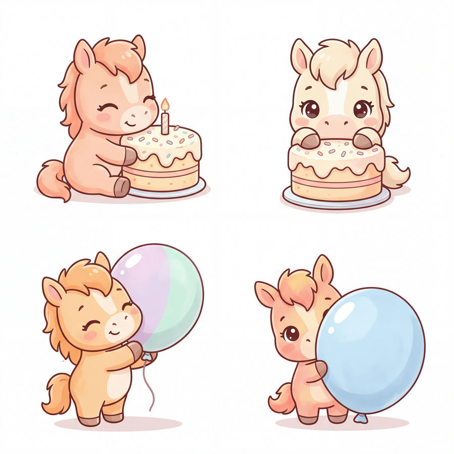 Chibi Ngựa, Unicorn, Ngựa Sinh Nhật (1)