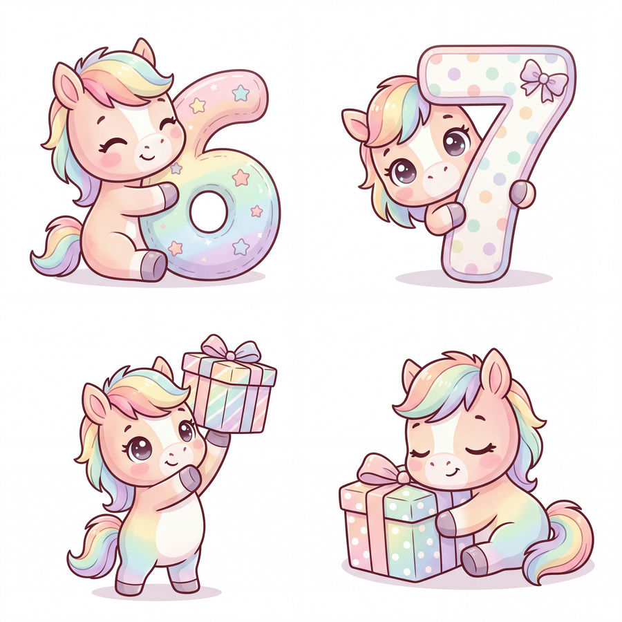 Chibi Ngựa, Unicorn, Ngựa Sinh Nhật (15)