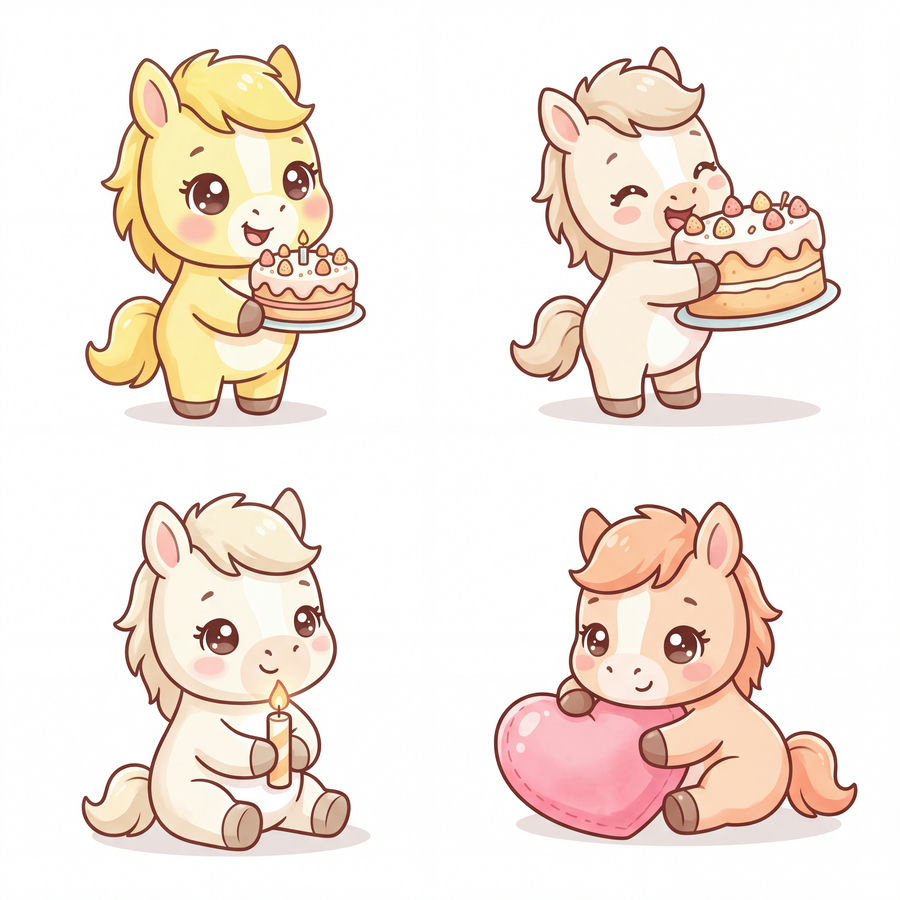 Chibi Ngựa, Unicorn, Ngựa Sinh Nhật (17)