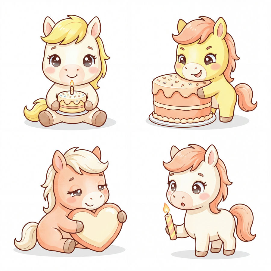 Chibi Ngựa, Unicorn, Ngựa Sinh Nhật (28)