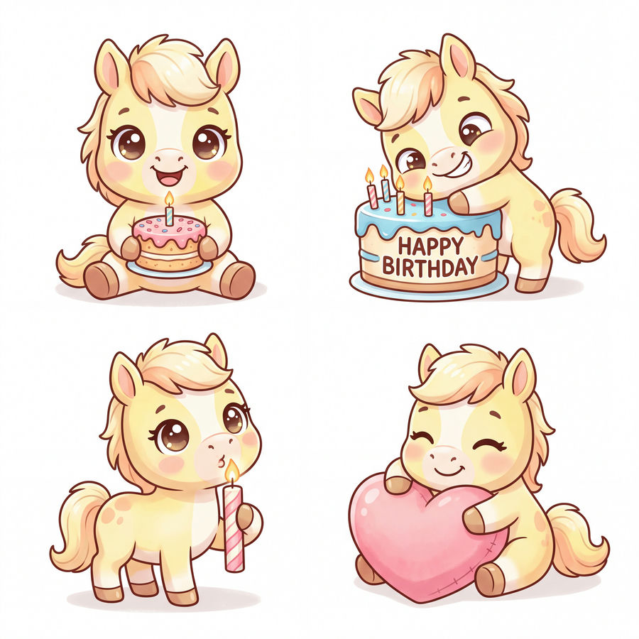 Chibi Ngựa, Unicorn, Ngựa Sinh Nhật (30)