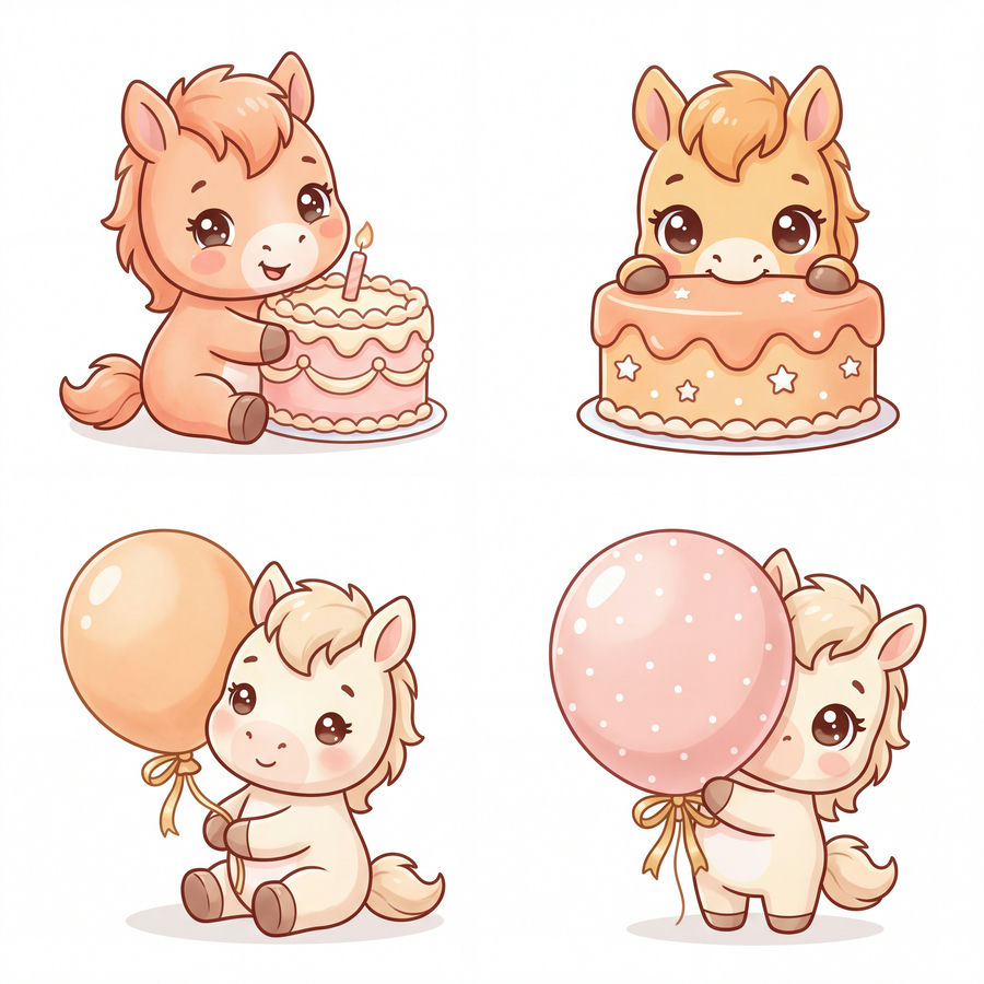 Chibi Ngựa, Unicorn, Ngựa Sinh Nhật (33)