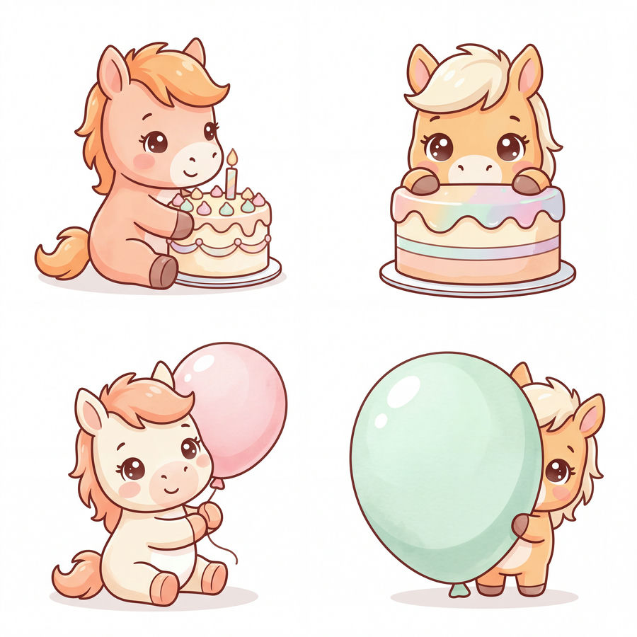 Chibi Ngựa, Unicorn, Ngựa Sinh Nhật (34)