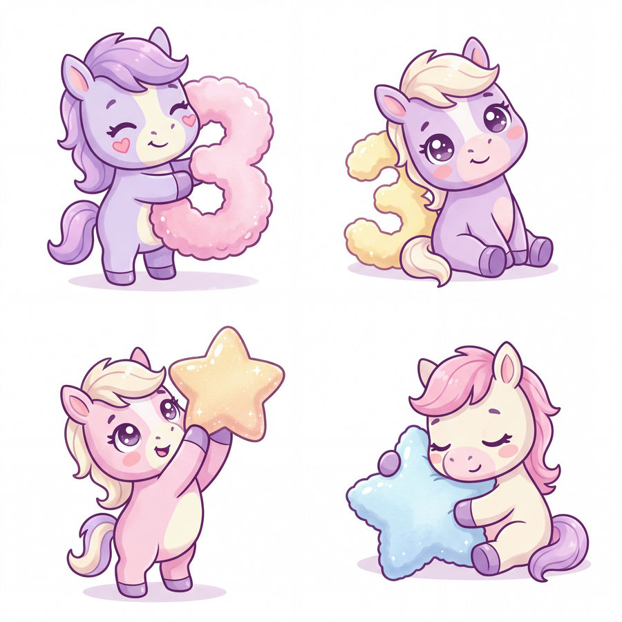 Chibi Ngựa, Unicorn, Ngựa Sinh Nhật (38)
