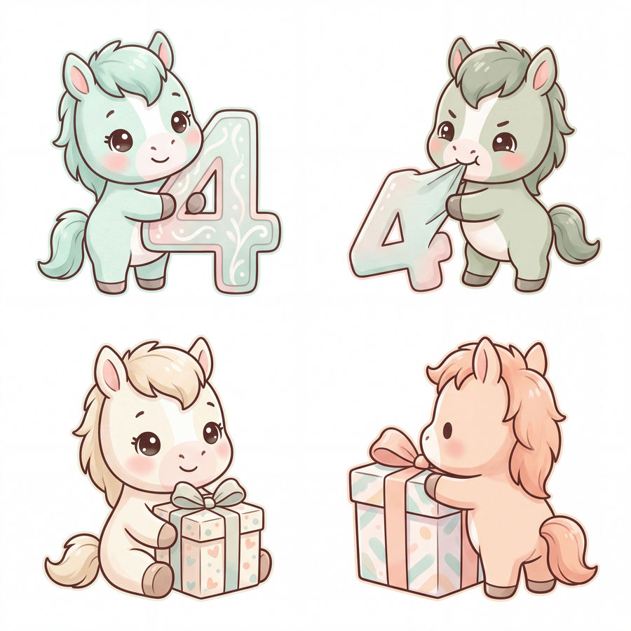 Chibi Ngựa, Unicorn, Ngựa Sinh Nhật (76)