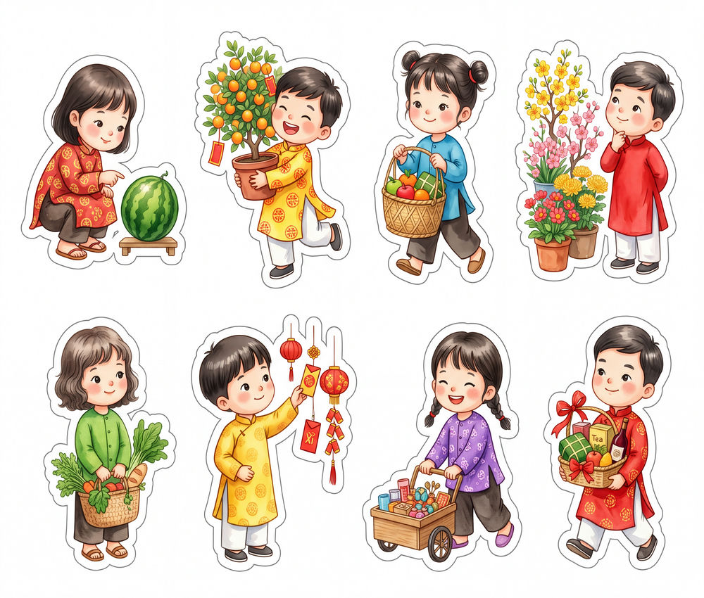 Sticker Tết, Chibi Năm Mới, Em Bé Tết (1)