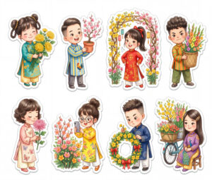 Sticker Tết, Chibi Năm Mới, Em Bé Tết  (100)