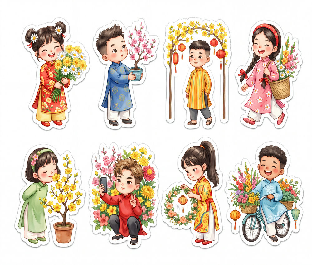 Sticker Tết, Chibi Năm Mới, Em Bé Tết (101)