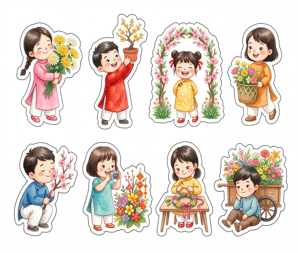 Sticker Tết, Chibi Năm Mới, Em Bé Tết (102)