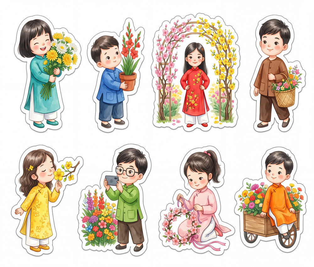 Sticker Tết, Chibi Năm Mới, Em Bé Tết (103)