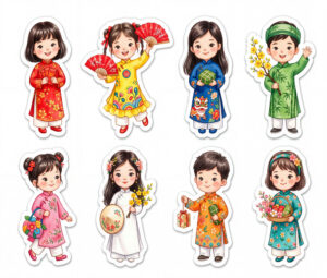 Sticker Tết, Chibi Năm Mới, Em Bé Tết  (106)
