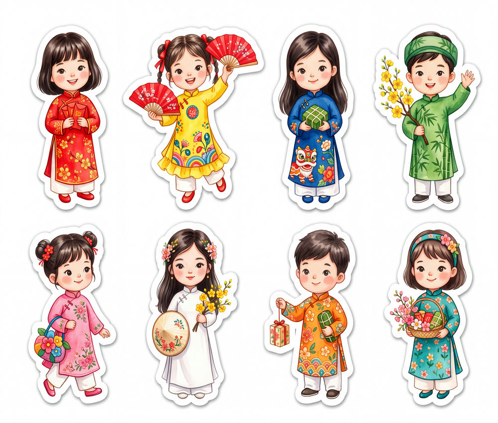 Sticker Tết, Chibi Năm Mới, Em Bé Tết (106)