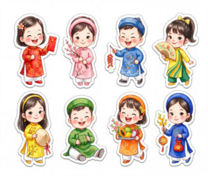Sticker Tết, Chibi Năm Mới, Em Bé Tết  (107)
