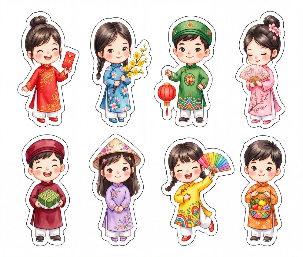 Sticker Tết, Chibi Năm Mới, Em Bé Tết (108)