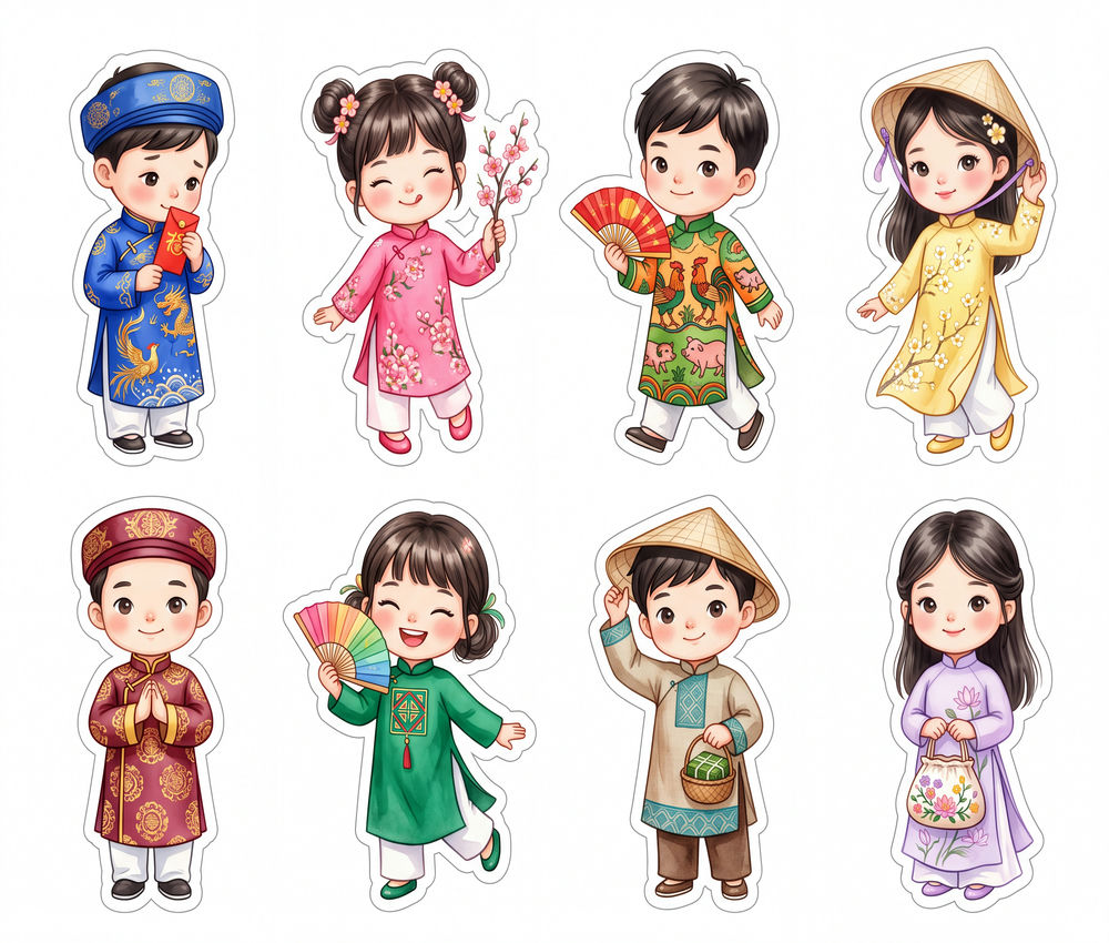Sticker Tết, Chibi Năm Mới, Em Bé Tết (109)