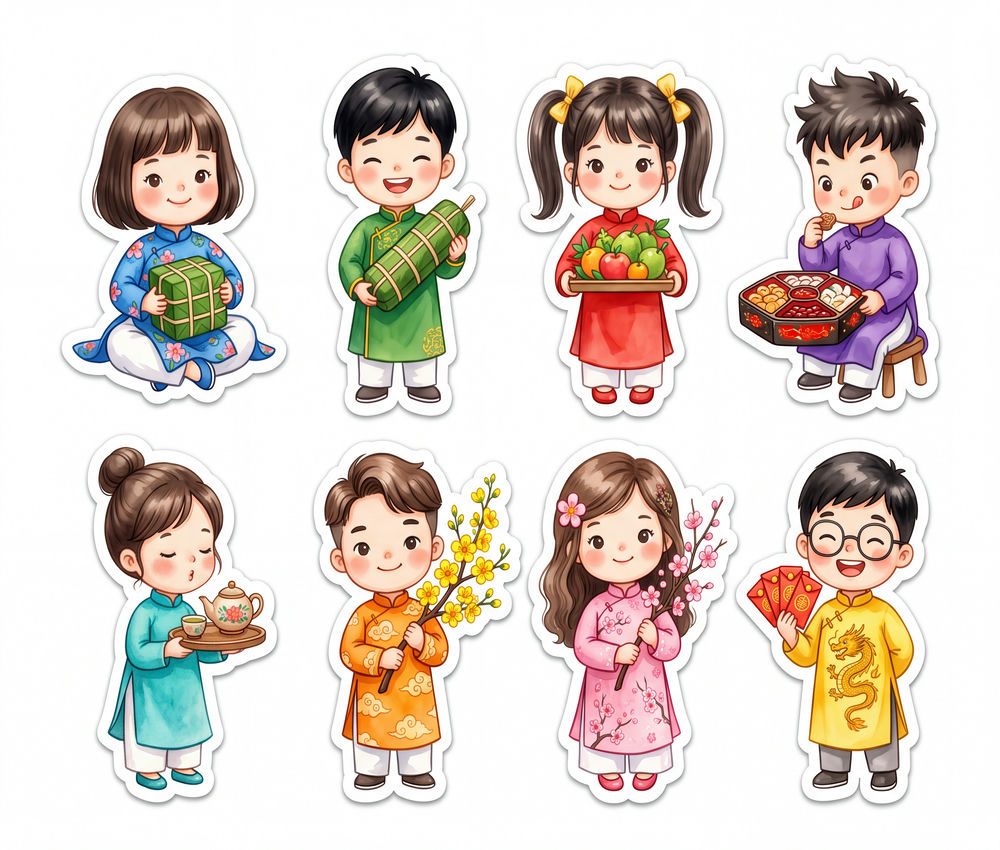 Sticker Tết, Chibi Năm Mới, Em Bé Tết (11)