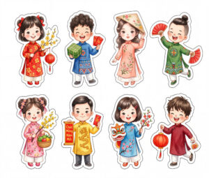 Sticker Tết, Chibi Năm Mới, Em Bé Tết  (110)