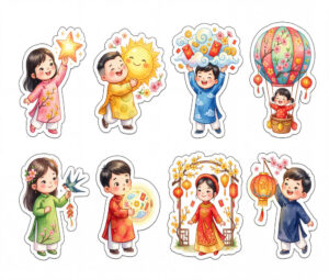 Sticker Tết, Chibi Năm Mới, Em Bé Tết  (111)