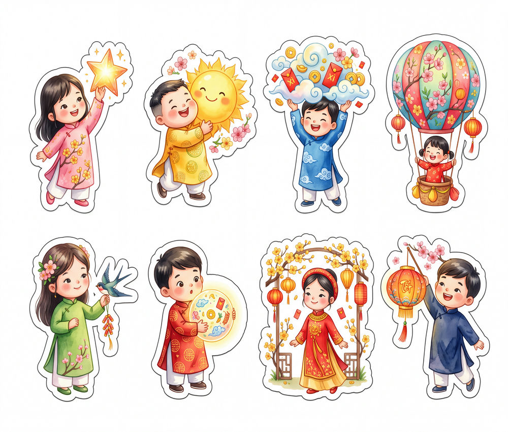 Sticker Tết, Chibi Năm Mới, Em Bé Tết (111)
