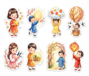 Sticker Tết, Chibi Năm Mới, Em Bé Tết  (114)