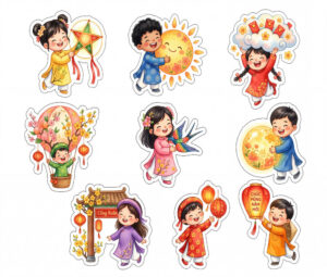 Sticker Tết, Chibi Năm Mới, Em Bé Tết  (115)
