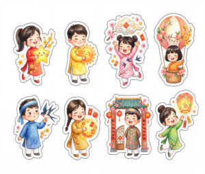 Sticker Tết, Chibi Năm Mới, Em Bé Tết  (116)