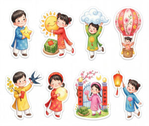 Sticker Tết, Chibi Năm Mới, Em Bé Tết  (118)