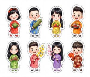 Sticker Tết, Chibi Năm Mới, Em Bé Tết  (119)