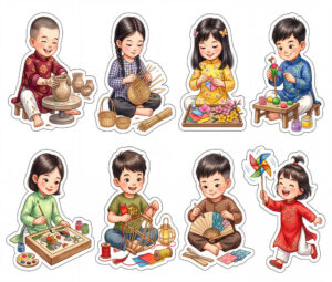 Sticker Tết, Chibi Năm Mới, Em Bé Tết  (121)