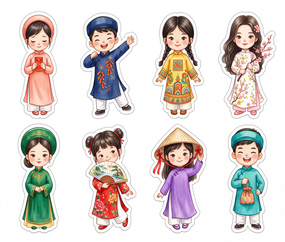 Sticker Tết, Chibi Năm Mới, Em Bé Tết (122)