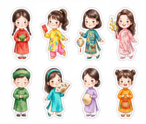 Sticker Tết, Chibi Năm Mới, Em Bé Tết  (123)