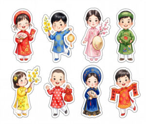 Sticker Tết, Chibi Năm Mới, Em Bé Tết  (124)