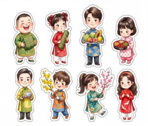Sticker Tết, Chibi Năm Mới, Em Bé Tết  (13)