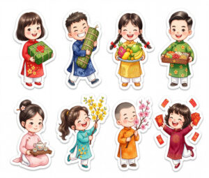 Sticker Tết, Chibi Năm Mới, Em Bé Tết  (14)