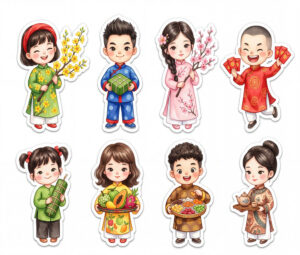 Sticker Tết, Chibi Năm Mới, Em Bé Tết  (15)