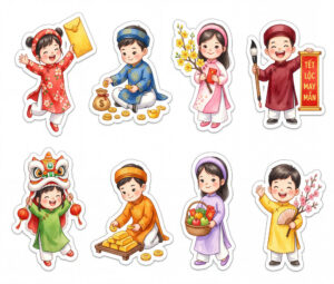 Sticker Tết, Chibi Năm Mới, Em Bé Tết  (18)